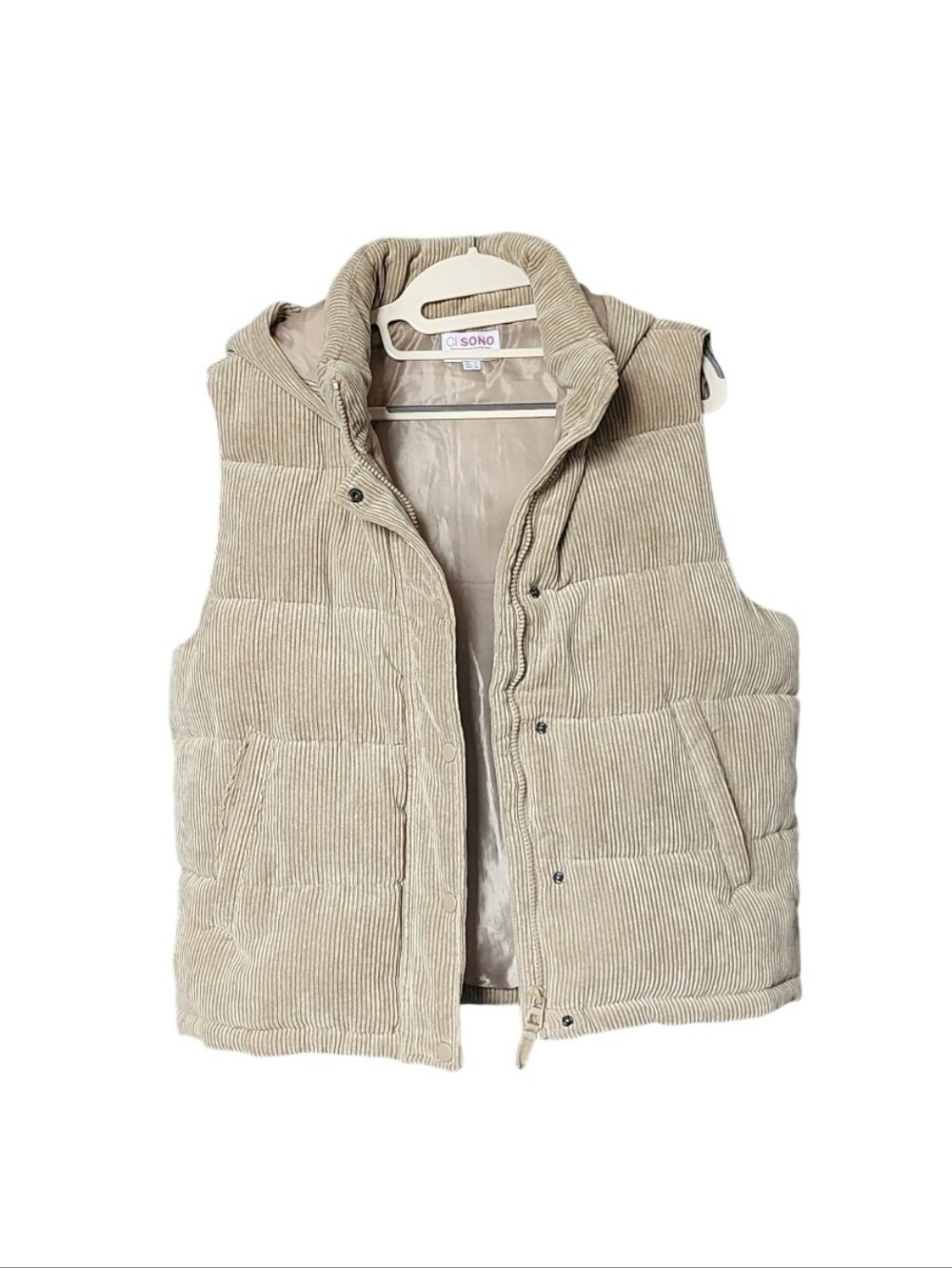 Tan Corduroy Puffer Vest